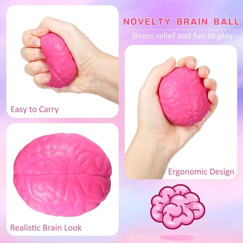 Jenaai 30 Pcs Brain Stress Ball Halloween Squeeze Toy 2.76 Inch PU Hand Muscle Exercise Pressure Ball Funny Stress Relief Toy for Teens Adults Improving Grip Strength Release Pressure(Colorful) in Saudi Arabia