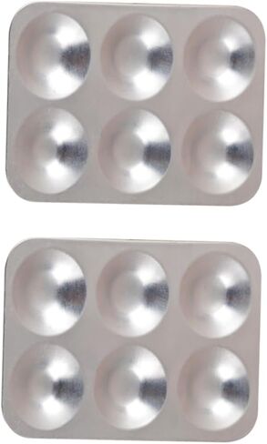 Homoyoyo 2Pcs Aluminum Paint Mixing Pallet 6-Hole Pigment Tray for Artists Multi-Color Mixing Board for Watercolor and Acrylic Painting in Saudi Arabia
