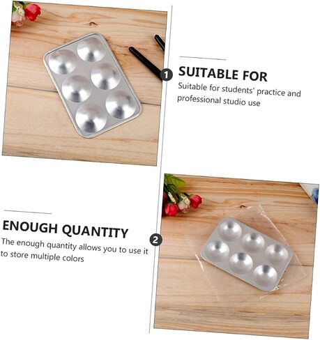 Homoyoyo 2Pcs Aluminum Paint Mixing Pallet 6-Hole Pigment Tray for Artists Multi-Color Mixing Board for Watercolor and Acrylic Painting in Saudi Arabia