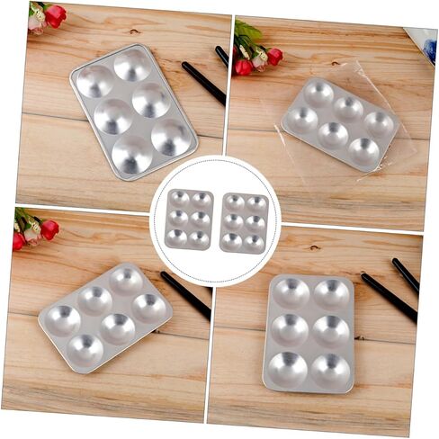Homoyoyo 2Pcs Aluminum Paint Mixing Pallet 6-Hole Pigment Tray for Artists Multi-Color Mixing Board for Watercolor and Acrylic Painting in Saudi Arabia
