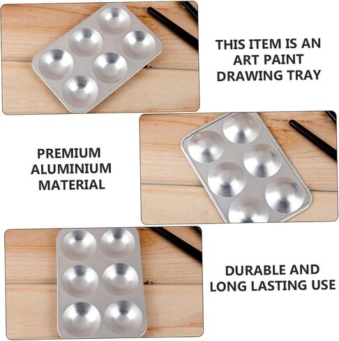 Homoyoyo 2Pcs Aluminum Paint Mixing Pallet 6-Hole Pigment Tray for Artists Multi-Color Mixing Board for Watercolor and Acrylic Painting in Saudi Arabia
