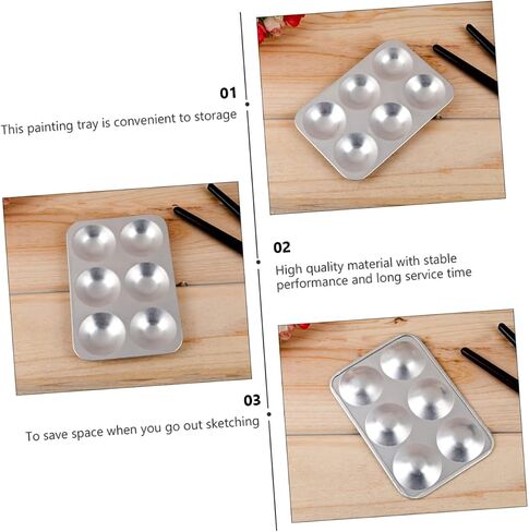 Homoyoyo 2Pcs Aluminum Paint Mixing Pallet 6-Hole Pigment Tray for Artists Multi-Color Mixing Board for Watercolor and Acrylic Painting in Saudi Arabia