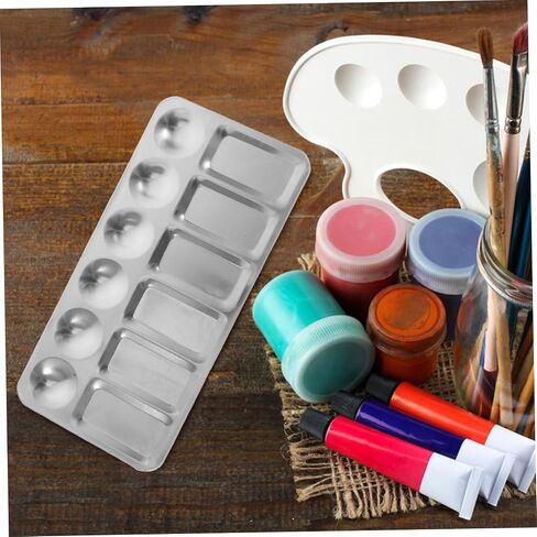 2pcs ألواح خلط الصباغ الفولاذ المقاوم للصدأ مقاوم المقاوم للصدأ لوحات ألوان متينة تلوين صواني للفنانين الحرف والمشاريع DIY in Kuwait