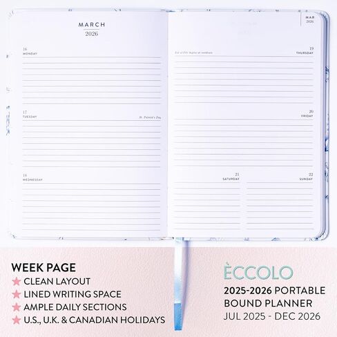 2025-2026 ECCOLO 18 شهرًا مخططًا ملزمة ، صفحات شهرية وأسبوعية (5.25 × 7.75 " - يوليو 2025 - ديسمبر 2026 - حديقة الزهور) in Saudi Arabia