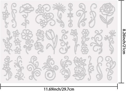 SUPERDANT 28PCS Flowers and Patterns Heat Transfer Rhinestones Bling Swirl Vines Iron On Transfers Decals DIY Crystal Hotfix Transfer Stickers Crystal for T-Shirt Clothing Bags Hats Jeans Decor Gifts in Saudi Arabia