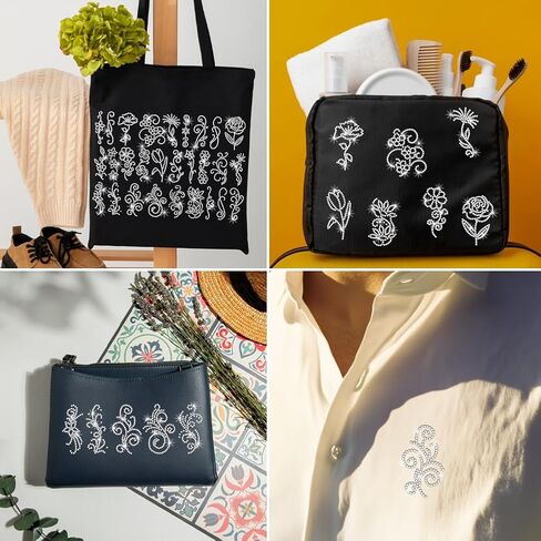 SUPERDANT 28PCS Flowers and Patterns Heat Transfer Rhinestones Bling Swirl Vines Iron On Transfers Decals DIY Crystal Hotfix Transfer Stickers Crystal for T-Shirt Clothing Bags Hats Jeans Decor Gifts in Saudi Arabia