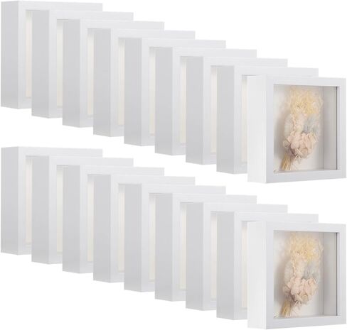 18 PCS Mini Shadow Box Frames - 5.6 في صناديق الظل المربعة الصغيرة لعرض الزهور المجففة ، إطارات ثلاثية الأبعاد بيضاء للمشاريع الحرفية ، إطارات الصور للديكور المنزلي DIY FAVORS in Kuwait