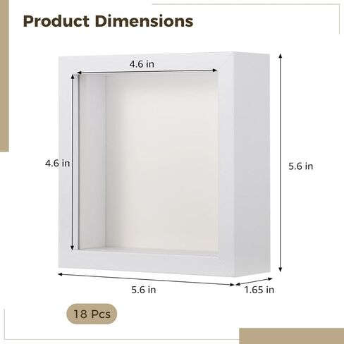 18 PCS Mini Shadow Box Frames - 5.6 في صناديق الظل المربعة الصغيرة لعرض الزهور المجففة ، إطارات ثلاثية الأبعاد بيضاء للمشاريع الحرفية ، إطارات الصور للديكور المنزلي DIY FAVORS in Kuwait