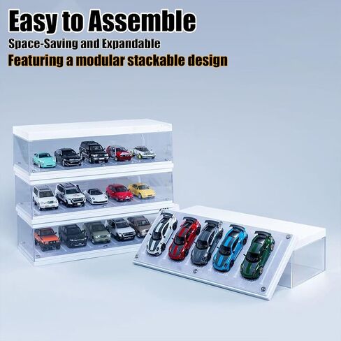 Display Case for Hot Wheels,1/64 Diorama Display Case with High-Intensity LED Lighting,Compact and Stackable Car Model Storage and High-Definition Display in Saudi Arabia