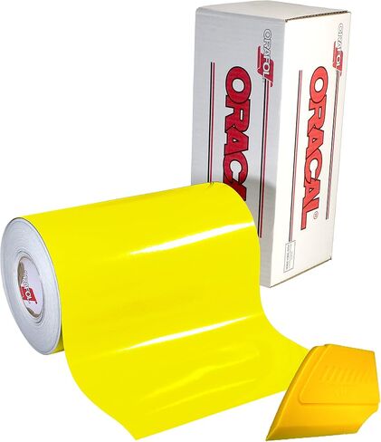 VViViD ORACAL 651 Multi-Colored Vinyl Solvent-Based Adhesive-Backed Calendared Wrap Decals w/Yellow Multi-Purpose Squeegee (12x 5ft, Brimstone Yellow) in Saudi Arabia