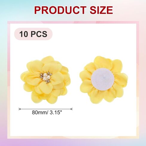 PATIKIL 3.15 Inch Chiffon Flowers, 10 Pcs Fabric Flowers Rhinestone Pearl Large Camellia Sewing Appliques for DIY Crafts Dresses Clothing Headbands Wedding Party Decoration, Beige in Saudi Arabia