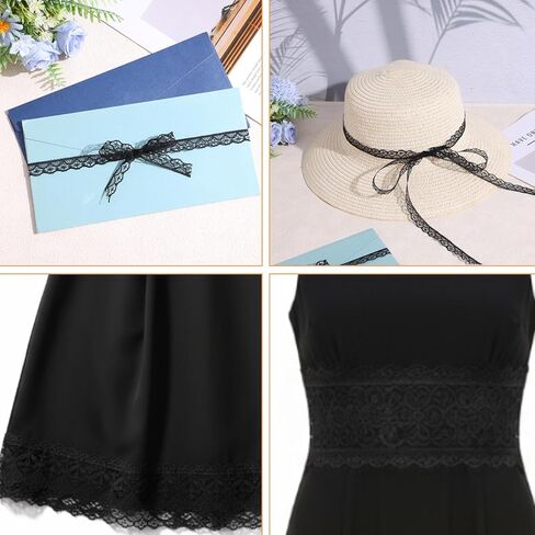 شريط الدانتيل الأسود ، 1 لفة 30 ياردة الدانتيل تقليم لخياطة الأربطة السود in Kuwait