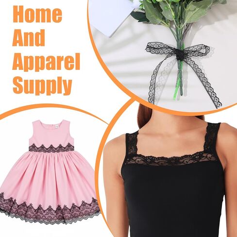 شريط الدانتيل الأسود ، 1 لفة 30 ياردة الدانتيل تقليم لخياطة الأربطة السود in Kuwait