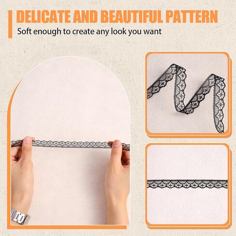 شريط الدانتيل الأسود ، 1 لفة 30 ياردة الدانتيل تقليم لخياطة الأربطة السود in Kuwait