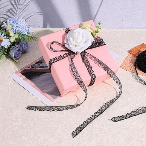 شريط الدانتيل الأسود ، 1 لفة 30 ياردة الدانتيل تقليم لخياطة الأربطة السود in Kuwait