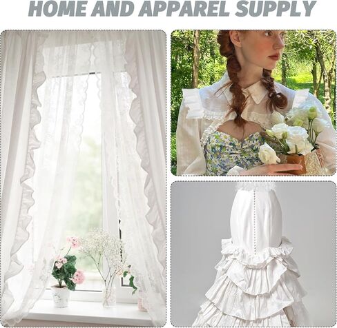 5 Yards White Lace Ribbon, Pleated Fabric Lace Trim for Sewing, Elegant Ruffle Trim, Suitable for Applique Sewing Crafts, Home Decoration (White) in Saudi Arabia