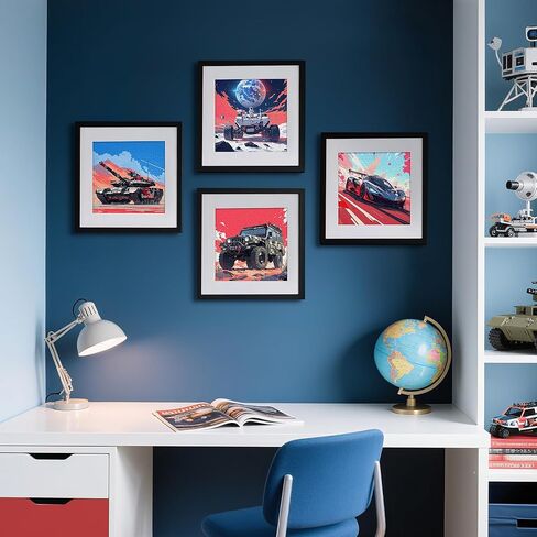Lamplig 4 Pack Paint by Numbers Kit للأطفال من 4 إلى 6 سنوات على الطرق الوعرة للسيارات والسيارات الرياضية على القماش بدون طلاء DIY من الأعمار 6-8،8-12 هدية للأطفال ، 8 × 8 بوصة in Kuwait