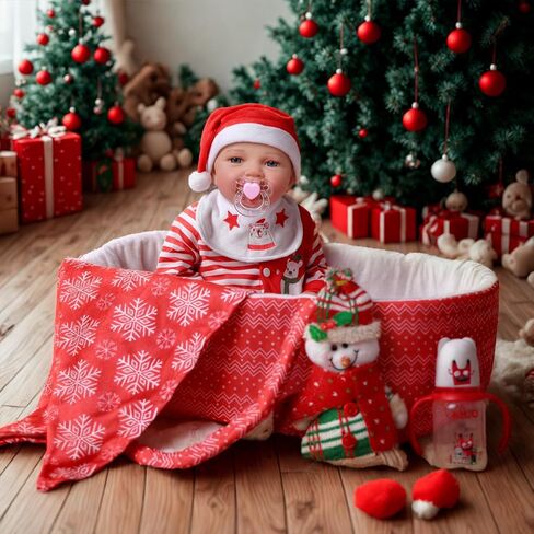 BABESIDE 9 Pcs Reborn Baby Doll Clothes with Bassinet - 17-22 Inch Baby Doll Accessories and Outfits for Christmas Pretend Play in Saudi Arabia