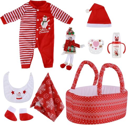 BABESIDE 9 Pcs Reborn Baby Doll Clothes with Bassinet - 17-22 Inch Baby Doll Accessories and Outfits for Christmas Pretend Play in Saudi Arabia