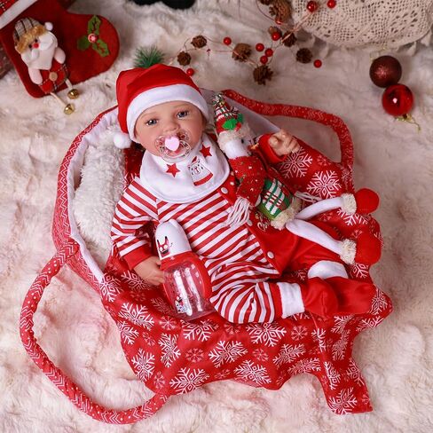 BABESIDE 9 Pcs Reborn Baby Doll Clothes with Bassinet - 17-22 Inch Baby Doll Accessories and Outfits for Christmas Pretend Play in Saudi Arabia
