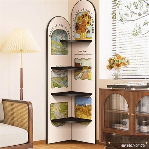 Bookcase French Retro Corner Cabinet, Living Room Sofa, Floor Standing Triangular Cabinet, Bookshelf Modern(Large) in Saudi Arabia