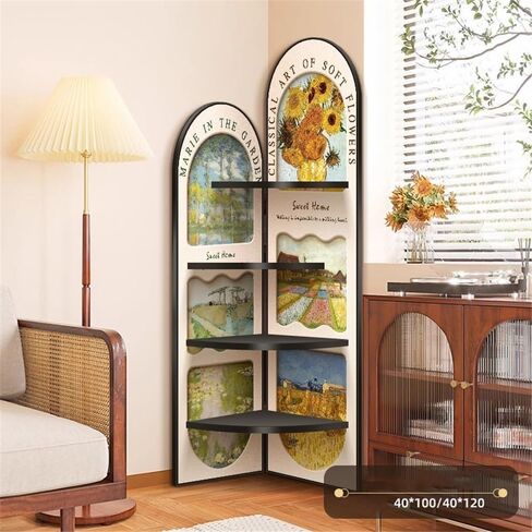 Bookcase French Retro Corner Cabinet, Living Room Sofa, Floor Standing Triangular Cabinet, Bookshelf Modern(Large) in Saudi Arabia