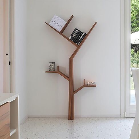 Bookcase Creative Solid Wood Tree Shelf, Living Room Bookshelf, Office Floor Simple Picture Book Shelf Modern(White) in Kuwait