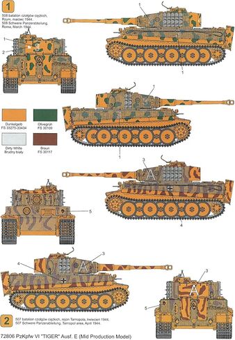 Techmod 72806 1/72 Pz.Kpfw.VI Tiger Ausf.E Tank mid Production Wet Decal 1944 in Saudi Arabia