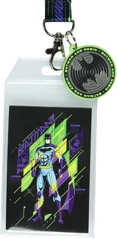 DC Comics Batman Lanyard Futuristic Tech Breakaway ID Name Badge Holder Neck Strap with 1 1/2" Rubber Charm in Saudi Arabia