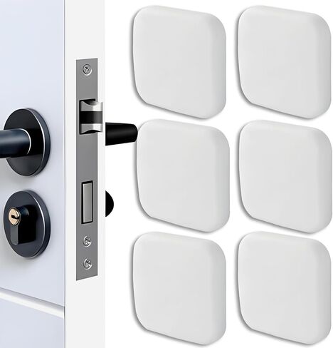 Hordion Door Stopper Wall Protector, Silicone Door Knob Guard Wall Shield, Round Self-Adhesive Door Handle Bumper Silencer for Home Office School 6 Pack, White in Saudi Arabia