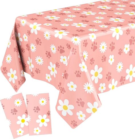 2 PCS PUPPY DAISY PAW PRINT TOLLOTHS PINK RISTANGE RISTANGLE COVER DISY FLOWER PURPAY PIRMPHY DECREATIONS FOR PET DOG تحت عنوان لوازم الحفلات (108 × 54 بوصة) in Saudi Arabia