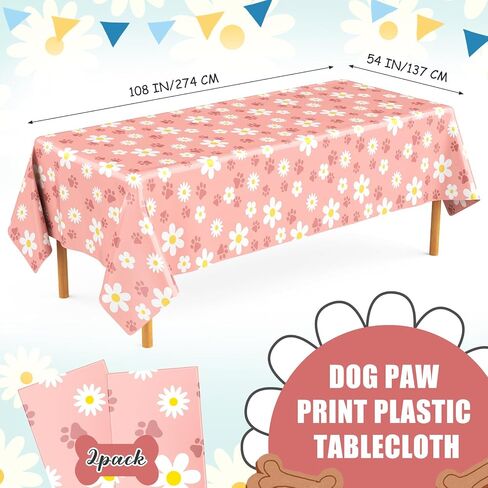 2 PCS PUPPY DAISY PAW PRINT TOLLOTHS PINK RISTANGE RISTANGLE COVER DISY FLOWER PURPAY PIRMPHY DECREATIONS FOR PET DOG تحت عنوان لوازم الحفلات (108 × 54 بوصة) in Saudi Arabia
