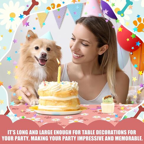 2 PCS PUPPY DAISY PAW PRINT TOLLOTHS PINK RISTANGE RISTANGLE COVER DISY FLOWER PURPAY PIRMPHY DECREATIONS FOR PET DOG تحت عنوان لوازم الحفلات (108 × 54 بوصة) in Saudi Arabia