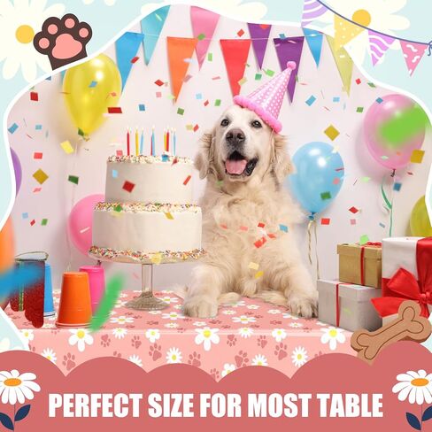 2 PCS PUPPY DAISY PAW PRINT TOLLOTHS PINK RISTANGE RISTANGLE COVER DISY FLOWER PURPAY PIRMPHY DECREATIONS FOR PET DOG تحت عنوان لوازم الحفلات (108 × 54 بوصة) in Saudi Arabia