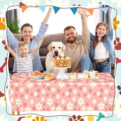 2 PCS PUPPY DAISY PAW PRINT TOLLOTHS PINK RISTANGE RISTANGLE COVER DISY FLOWER PURPAY PIRMPHY DECREATIONS FOR PET DOG تحت عنوان لوازم الحفلات (108 × 54 بوصة) in Saudi Arabia