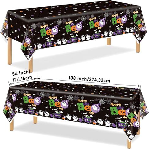3Pcs Happy Boo Day Decorations Happy Boo Day Tablecloth for Halloween Birthday Party Decorations Halloween Tablecloth for Boo Birthday Party Supplies in Saudi Arabia