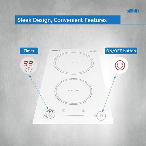 Summit Appliance SINC4B302W 30" Wide 208-240V 4-Zone Built-in Induction Cooktop in White Glass with Touch Controls, Automatic Shutoff, Residual Heat Indicator Light, Timer Function and Child Lock in Saudi Arabia