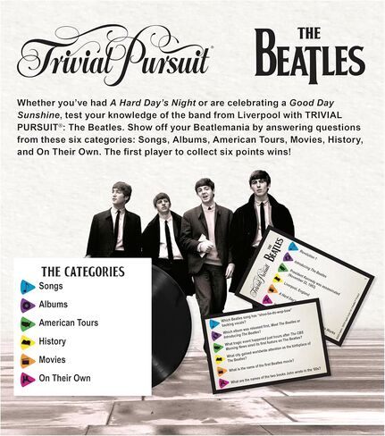 Trivial Pursuit: The Beatles, Quick Play Edition Trivia Game, Test Your Knowledge of The Fab Four with 600 Questions in 6 Categories Including Songs, Albums, and More, Officially Licensed Merchandise in Saudi Arabia