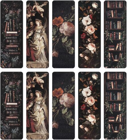 TwoDays Dark Academia Bookmarks for Women, Dark Romance Stuff for Book Lovers, Moody Gothic Book Accessories for Bookish. (Set of 10, 6'' x 2'') in Saudi Arabia