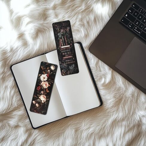 TwoDays Dark Academia Bookmarks for Women, Dark Romance Stuff for Book Lovers, Moody Gothic Book Accessories for Bookish. (Set of 10, 6'' x 2'') in Saudi Arabia