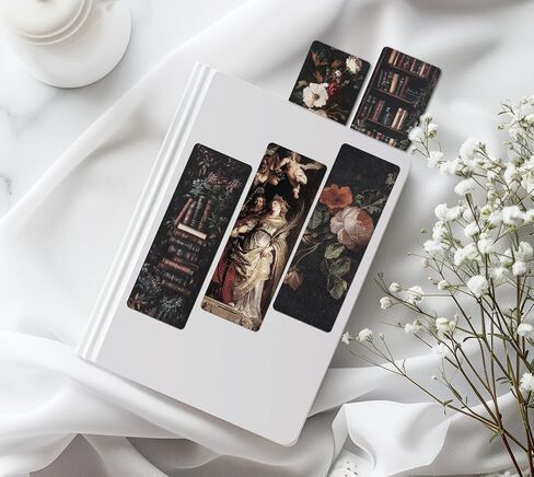 TwoDays Dark Academia Bookmarks for Women, Dark Romance Stuff for Book Lovers, Moody Gothic Book Accessories for Bookish. (Set of 10, 6'' x 2'') in Saudi Arabia