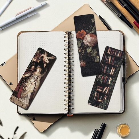 TwoDays Dark Academia Bookmarks for Women, Dark Romance Stuff for Book Lovers, Moody Gothic Book Accessories for Bookish. (Set of 10, 6'' x 2'') in Saudi Arabia