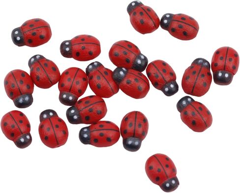 20pcs Mini Wooden Ladybugs, Cute Tiny Ladybug Self-Adhesive Miniature Animals Figurines Stuff for DIY Crafts Micro Landscape Dollhouse Accessories Decor in Saudi Arabia