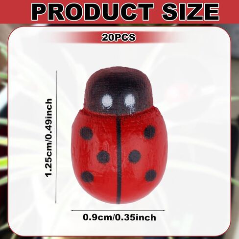 20pcs Mini Wooden Ladybugs, Cute Tiny Ladybug Self-Adhesive Miniature Animals Figurines Stuff for DIY Crafts Micro Landscape Dollhouse Accessories Decor in Saudi Arabia