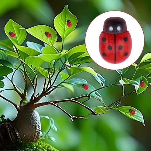20pcs Mini Wooden Ladybugs, Cute Tiny Ladybug Self-Adhesive Miniature Animals Figurines Stuff for DIY Crafts Micro Landscape Dollhouse Accessories Decor in Saudi Arabia