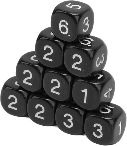 20 Pcs 6 Sided Number Dice, Round Corner Polyhedral Dice, Polyhedral Dice Role Playing Dice for Numeral Teaching Board Games, DND RPG Wow Table Games（Black 16mm） in Saudi Arabia