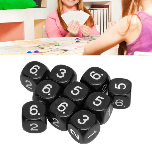 20 Pcs 6 Sided Number Dice, Round Corner Polyhedral Dice, Polyhedral Dice Role Playing Dice for Numeral Teaching Board Games, DND RPG Wow Table Games（Black 16mm） in Saudi Arabia