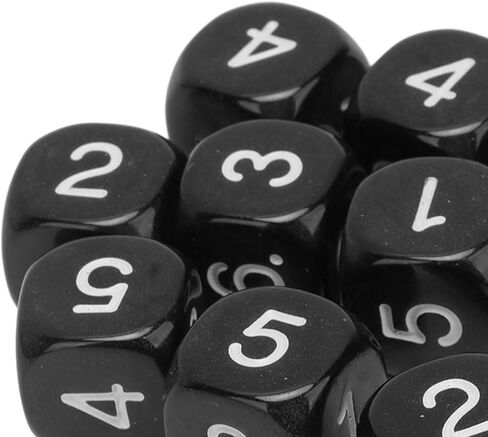 20 Pcs 6 Sided Number Dice, Round Corner Polyhedral Dice, Polyhedral Dice Role Playing Dice for Numeral Teaching Board Games, DND RPG Wow Table Games（Black 16mm） in Saudi Arabia