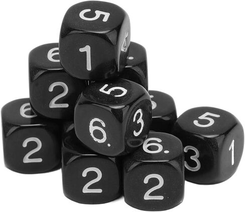 20 Pcs 6 Sided Number Dice, Round Corner Polyhedral Dice, Polyhedral Dice Role Playing Dice for Numeral Teaching Board Games, DND RPG Wow Table Games（Black 16mm） in Saudi Arabia
