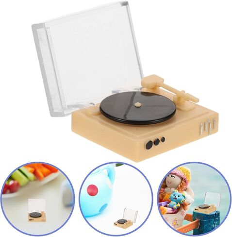 Miniature Record Player 1:12 Scale Dollhouse Vintage Phonograph Gramophone Record Player Dollhouse Doll Furniture Accessories Mini Life Scene Craft for Dollhouse in Saudi Arabia